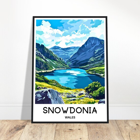 Snowdonia Travel Print Poster Welsh Art Wales Lover Gift Wall Hanging Region Illustration Home Office Decor