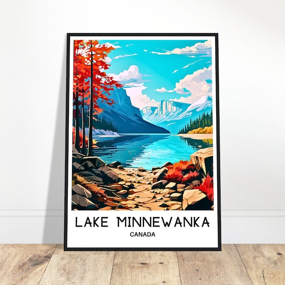 Lake Minnewanka Canada Rocky Shore Autumn Alpine Lake Poster
