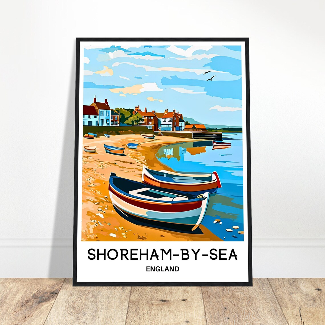 Shoreham by Sea England Harbor Boats Retro Vintage Travel Poster