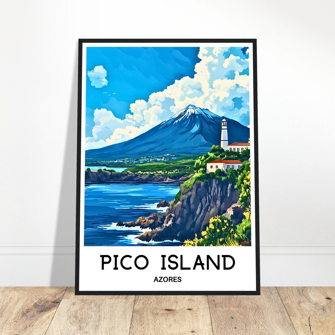 Pico Island Travel Print Azores Poster Portuguese Art Print Portugal Lover Gift Wall Hanging Art Pico Island Illustration Home Office Decor