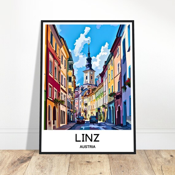Linz Travel Print Poster Austrian Art Austria Lover Gift Hanging Wall Home Office Desk Room Decor City Illustration