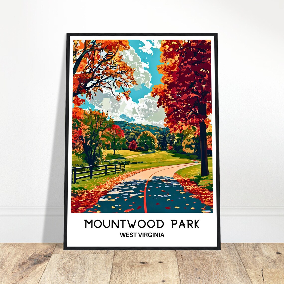 Mountwood Park West Virginia Autumn Road Fall Foliage Travel Poster