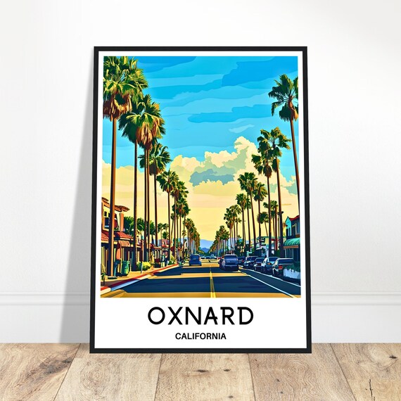 Oxnard Travel Print Poster Art Lover Gift Wall Hanging City Illustration Home Office Decor
