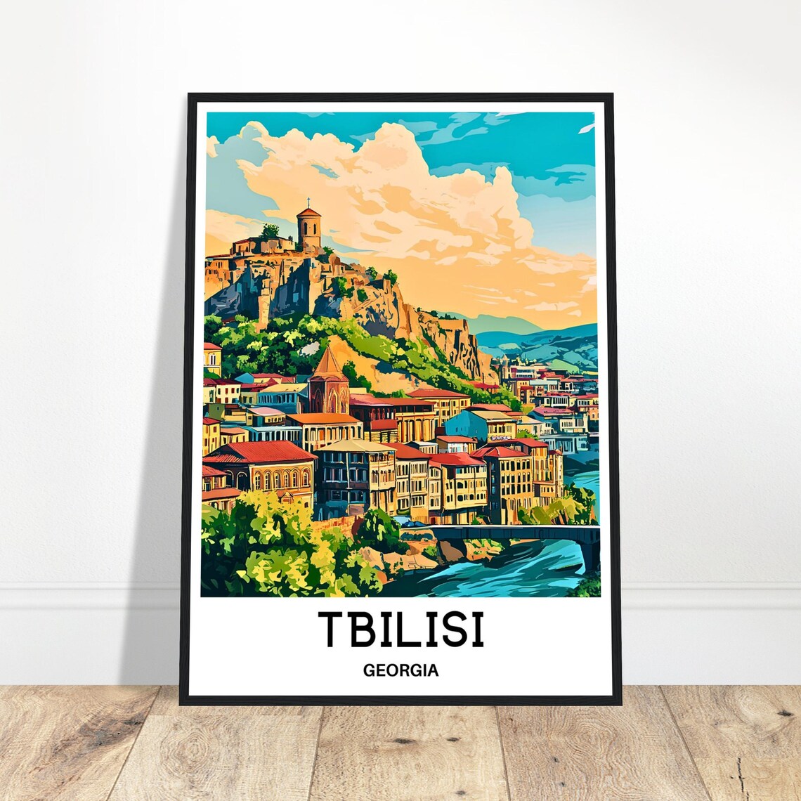 Tbilisi Georgia Old Town Cityscape Travel Illustration Poster