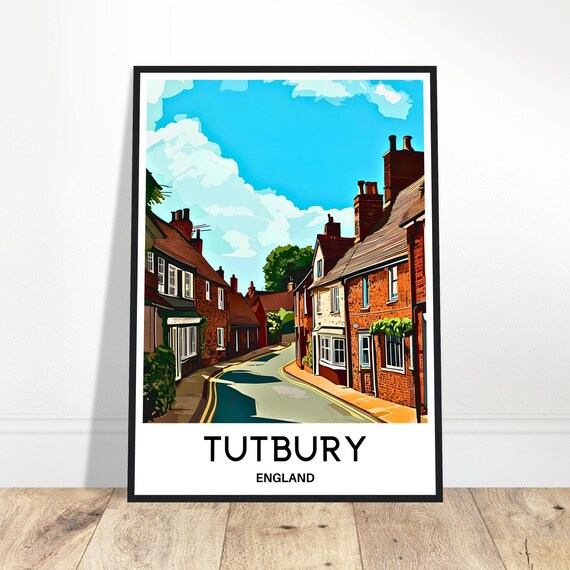 Tutbury Travel Print Poster English Art England Lover Gift Wall Hanging Home Office Decor Illustration