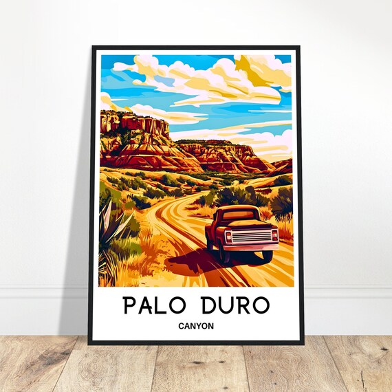 Palo Duro Canyon Travel Print Poster Art Texas Lover Gift Wall Hanging Illustration Home Office Decor