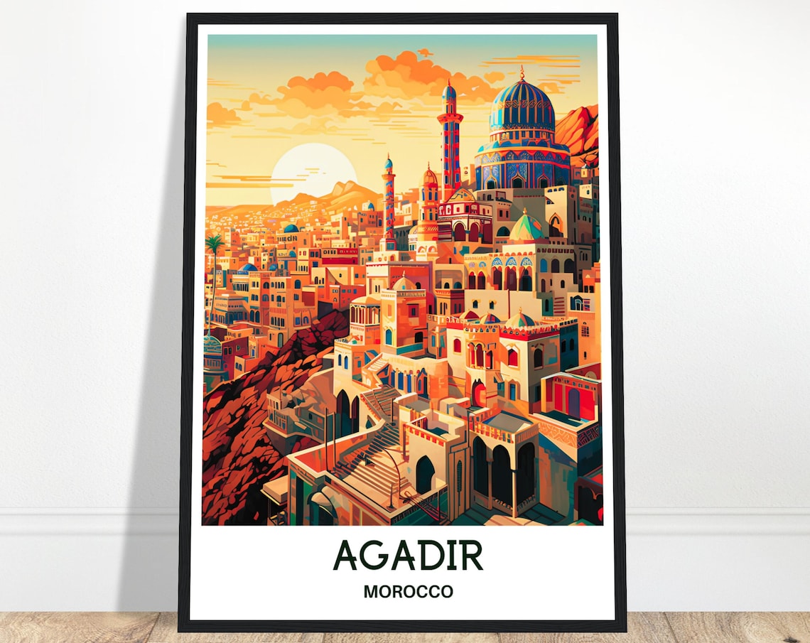 Agadir Travel Poster, Moroccan Art Print