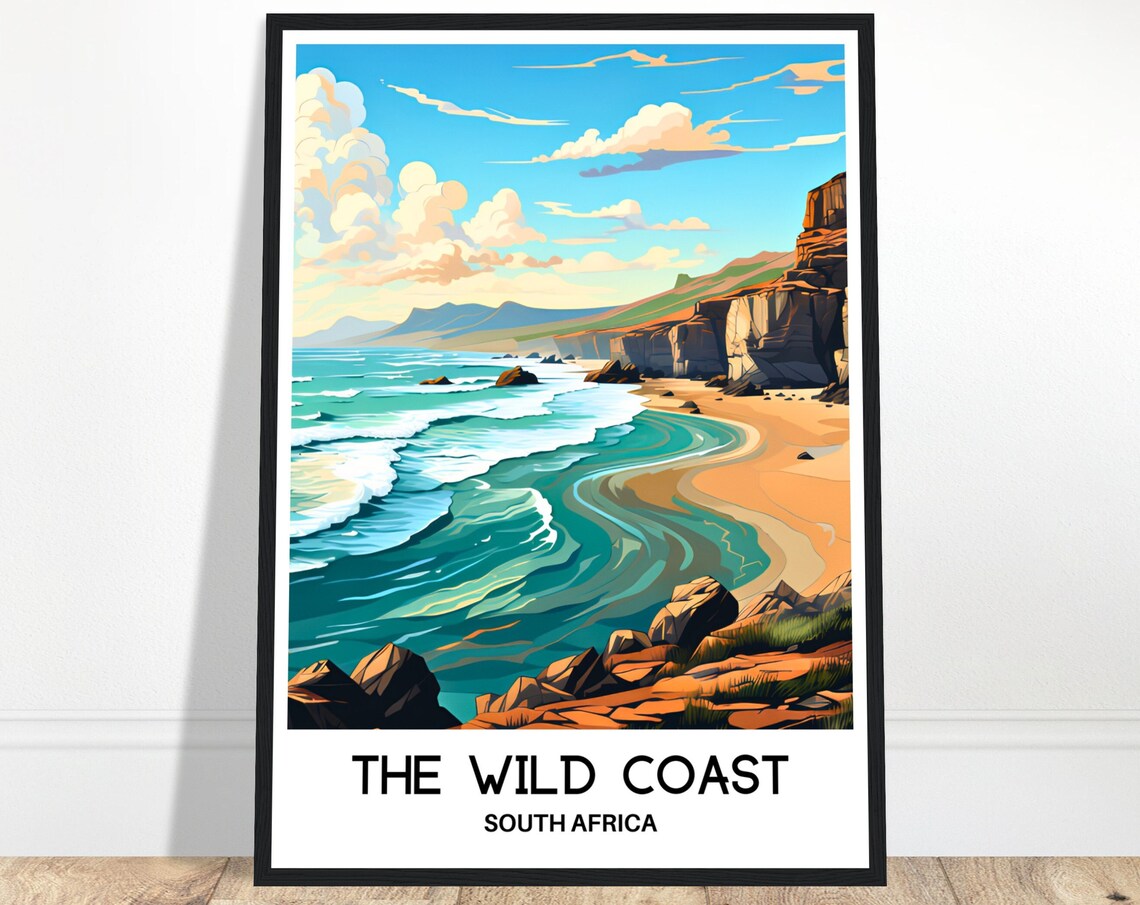 The Wild Coast South Africa Dramatic Rocky Shoreline Travel Poster