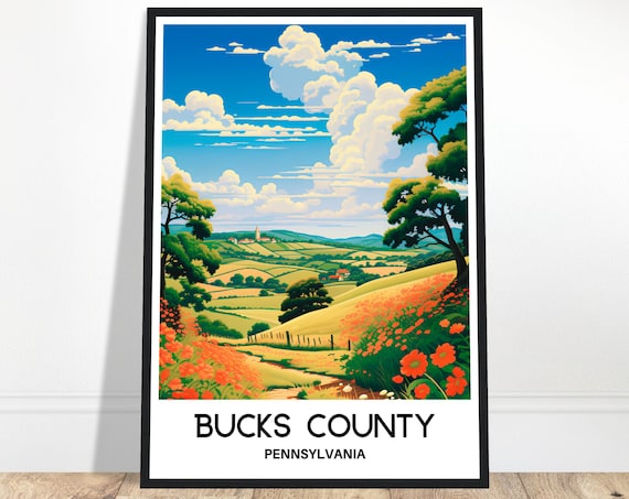 Bucks County Pennsylvania Rolling Hills Wildflower Travel Poster