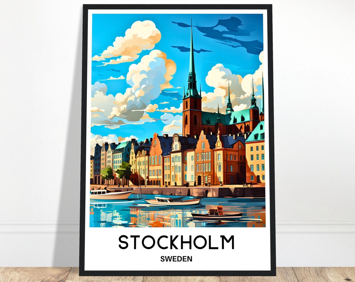 Stockholm Travel Print Stockholm Poster Swedish Art Print Sweden Lover Gift Wall Hanging Art Home Office Decor Stockholm City Illustration