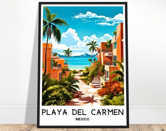 Playa Del Carmen Mexico Palm Street Beach Resort Caribbean Poster