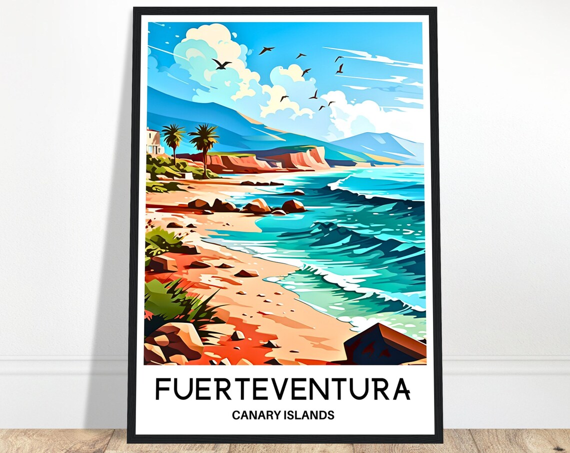 Fuerteventura Travel Poster, Spanish Island Art