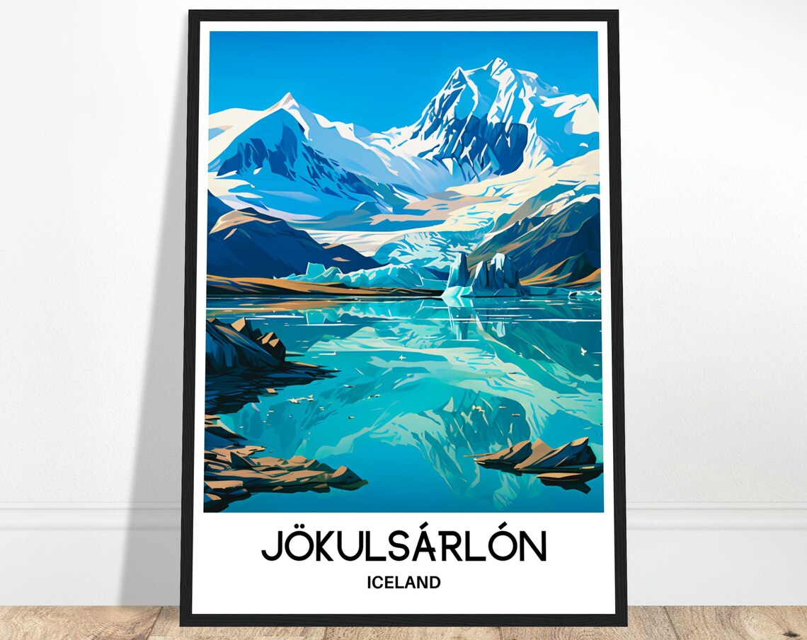 Jokulsarlon Travel Poster, Iceland Landscape