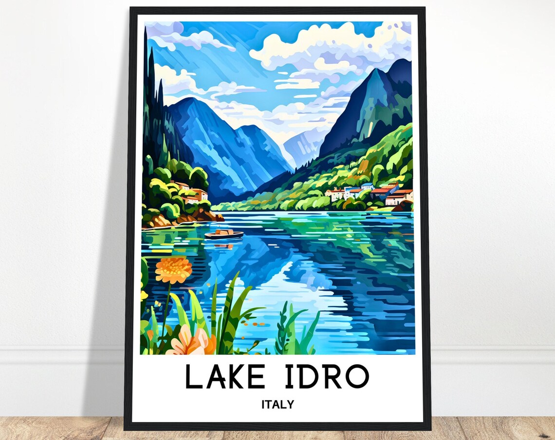Lake Idro Italy Alpine Lake Mountain Reflection Travel Poster