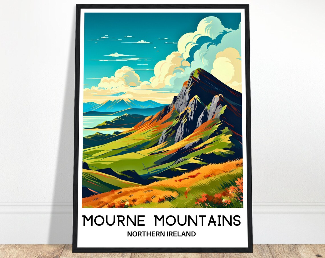 Mourne Mountains Rugged Peaks Northern Ireland Travel Poster