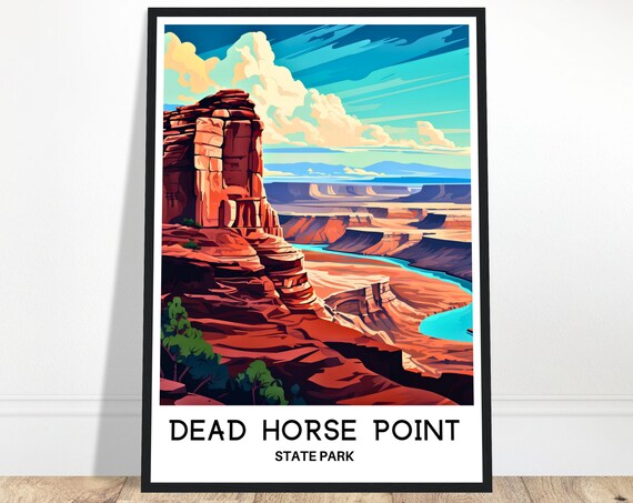 Dead Horse Point State Park Travel Print Poster Art Utah Lover Gift Wall Hanging Illustration Home Office Decor