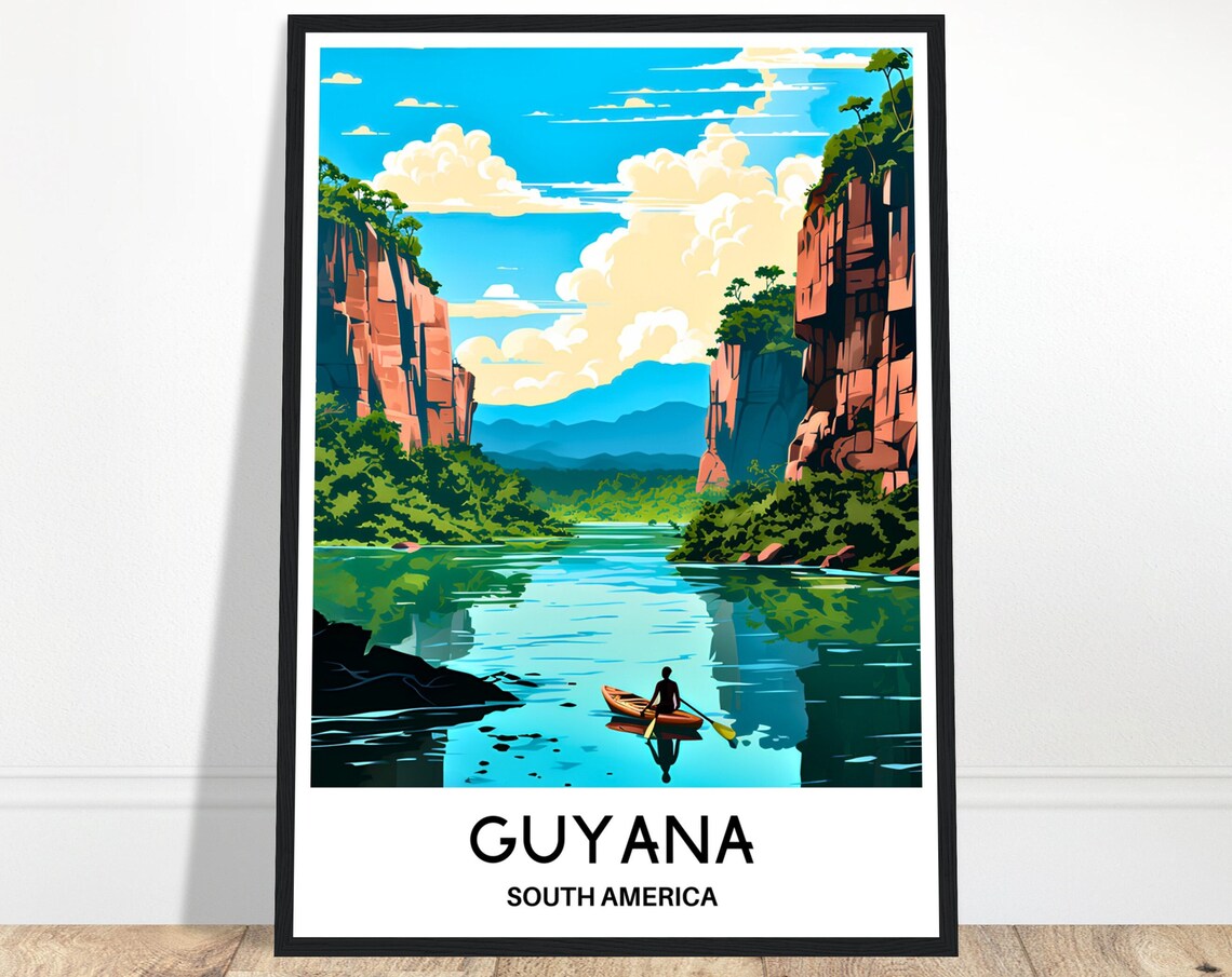 Guyana Canyon River Kayak Adventure South America Travel Poster