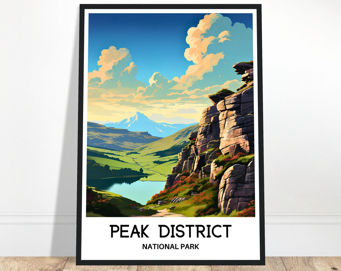 Peak District National Park England Gritstone Cliff Edge Poster