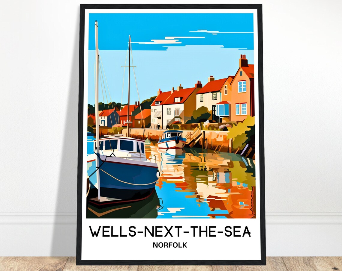 Wells-Next-The-Sea Norfolk Harbor Cottages Travel Art Poster