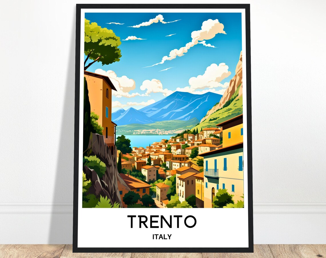 Trento Alpine Town Mountain Views Lake Garda Italy Travel Poster