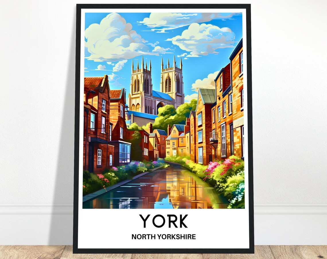 York Minster Cathedral Riverside North Yorkshire Travel Poster