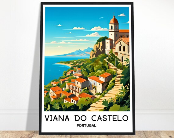 Viana Do Castelo Travel Print Poster Portuguese Art Portugal Lover Gift Wall Hanging Illustration Home Decor