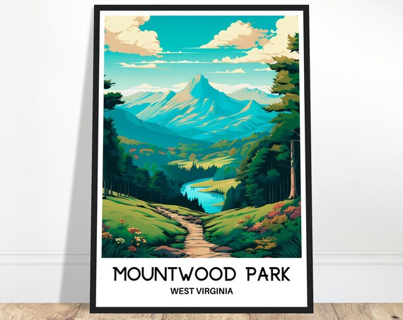Mountwood Park Travel Print Poster Art West Virginia Lover Gift Wall Hanging Illustration