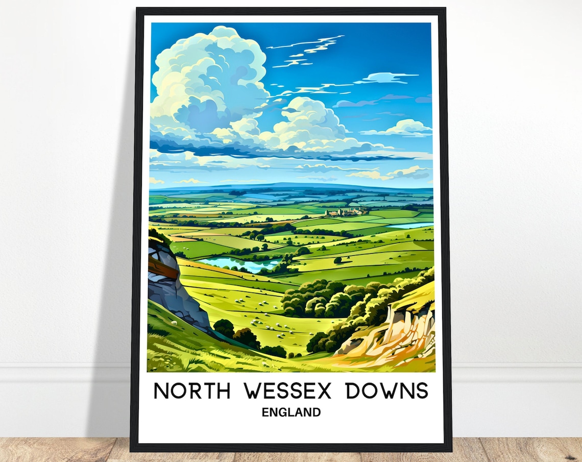 North Wessex Downs Rolling Green Hills England Travel Poster