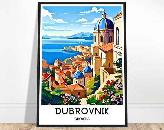 Dubrovnik Travel Print Poster Croatian Art Croatia Lover Gift Wall Hanging Home Office Decor City Illustration