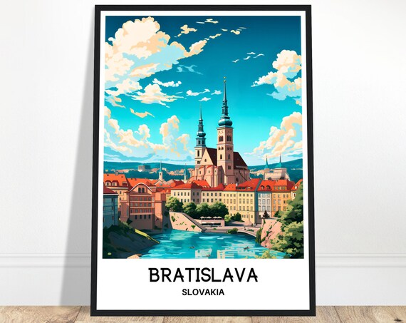 Bratislava Travel Print Poster Slovakian Art Slovakia Lover Gift Wall Hanging Home Decor City Illustration