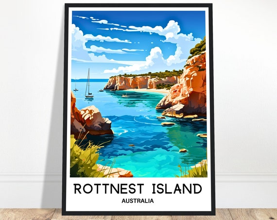 Rottnest Island Travel Print Poster Australian Art Australia Lover Gift Wall Hanging Illustration