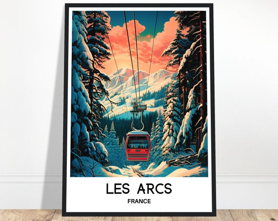 Les Arcs Travel Print Les Arcs Poster French Art Print France Lover Gift Wall Hanging Art Home Office Decor Les Arcs Ski Resort Illustration