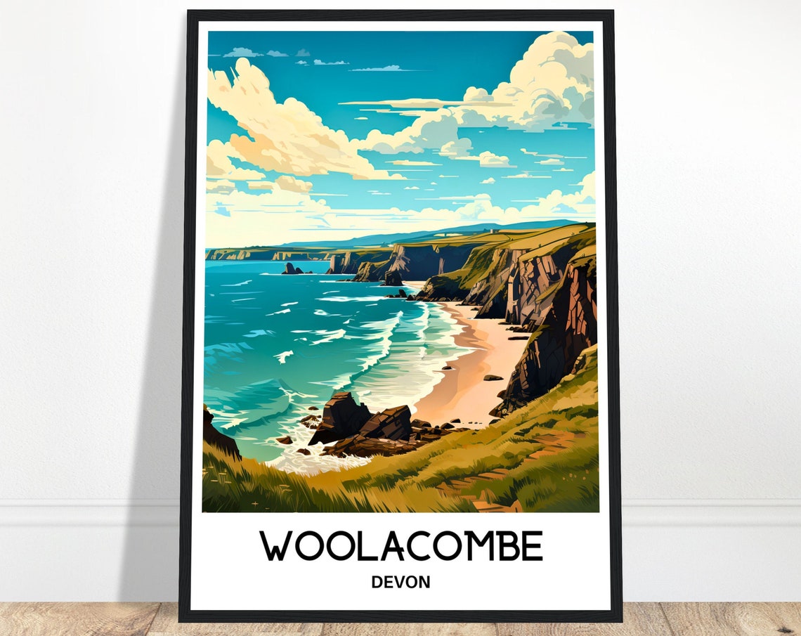 Woolacombe Devon Sweeping Golden Bay Beach Panoramic View Poster