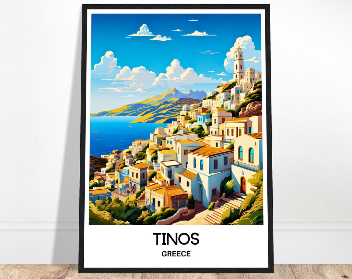 Tinos Travel Print Tinos Poster Greek Art Print Greece Lover Gift Wall Hanging Art Home Office Decor Tinos Island Illustration