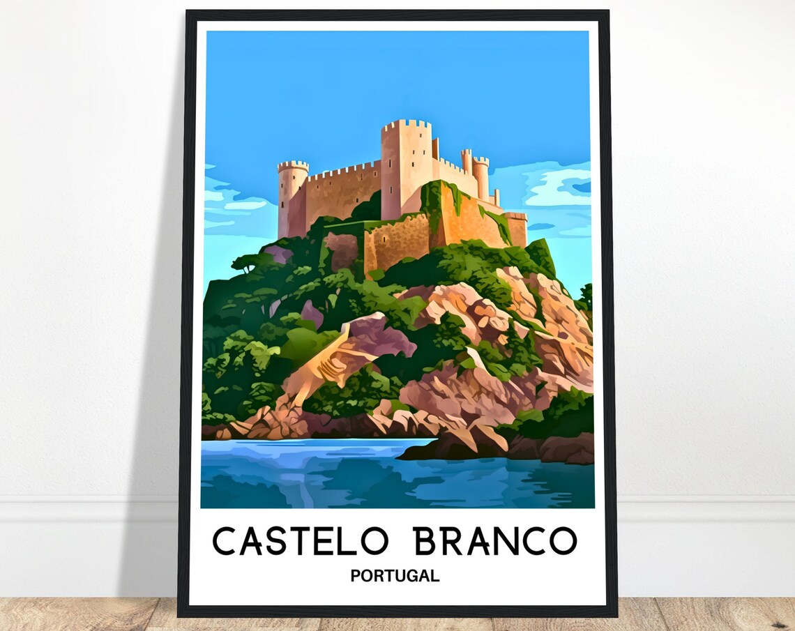 Castelo Branco Portugal Medieval Hilltop Castle Scenic Travel Poster