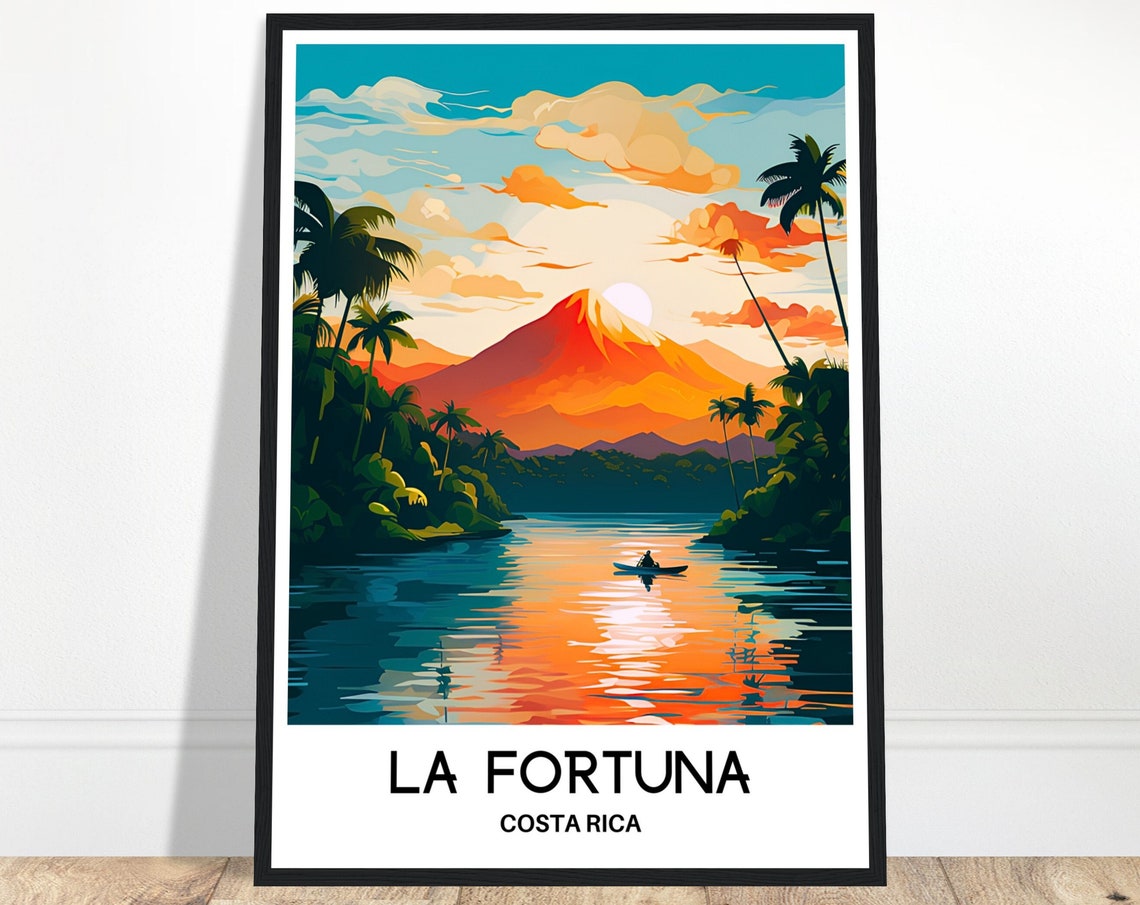 La Fortuna Travel Print La Fortuna Poster Costa Rican Art Print Costa Rica Lover Gift Wall Hanging Art Home Decor La Fortuna Illustration