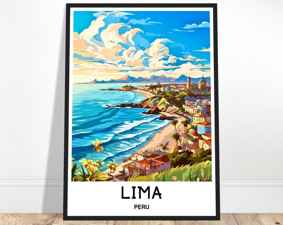 Lima Travel Print Poster Peruvian Art Peru Lover Gift Wall Hanging Home Office Desk Decor City Illustration