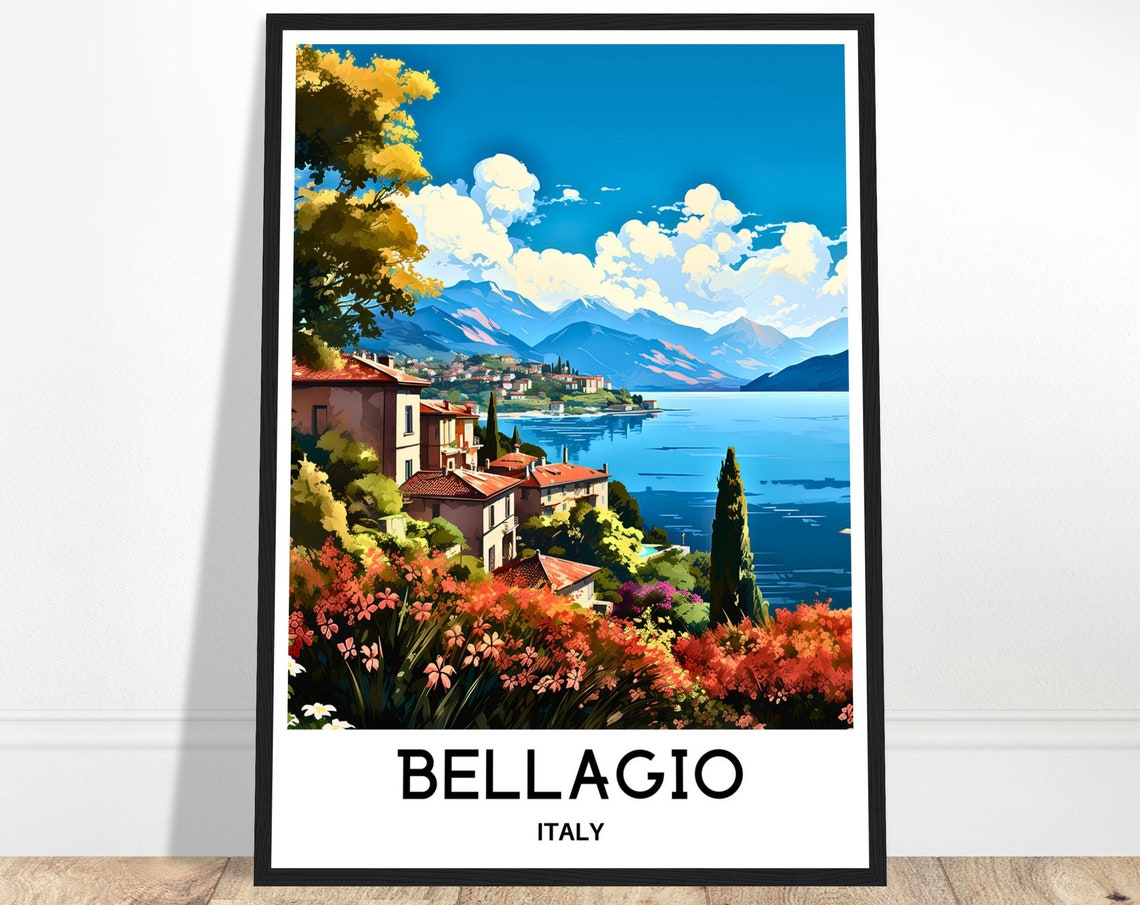 Bellagio Lake Como Villas Flower Gardens Mountains Italy Poster