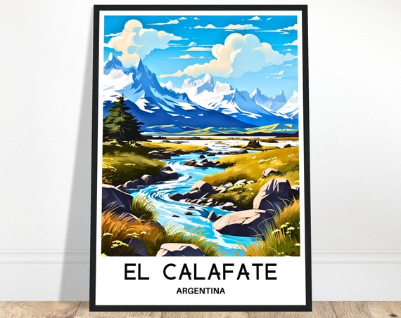 El Calafate Travel Print Town Poster Argentinian Art Argentina Lover Gift Wall Hanging Home Office Decor Illustration