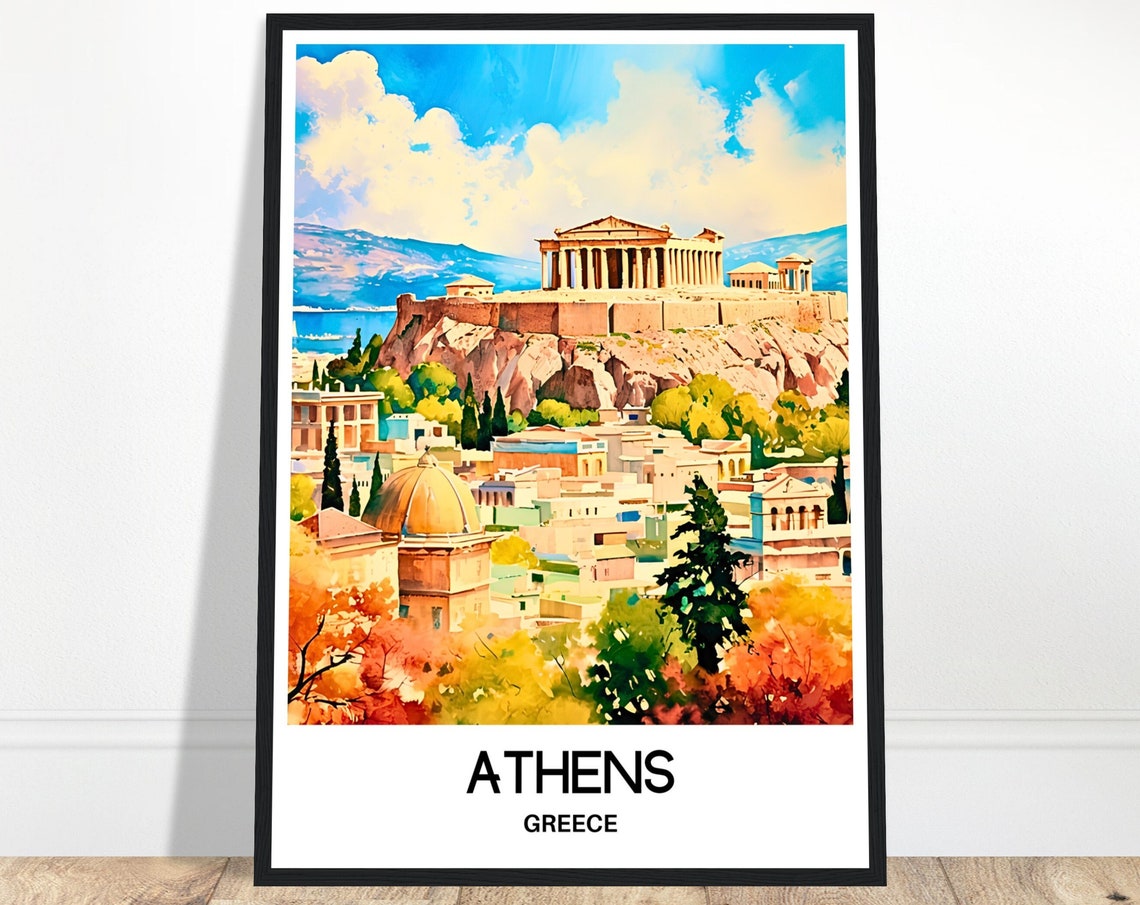 Athens Watercolor Print Athens Travel Poster Greek Art Print Greece Lover Gift Athens City Watercolour Painting Illustration