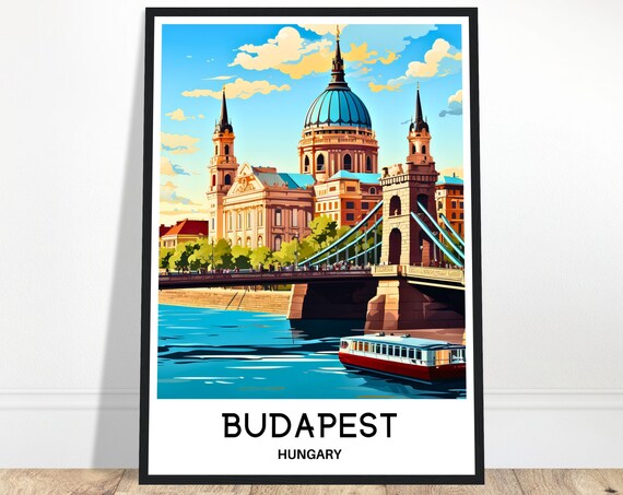 Budapest Travel Print Poster Hungarian Art Hungary Lover Gift Wall Hanging Home Office Decor City Illustration