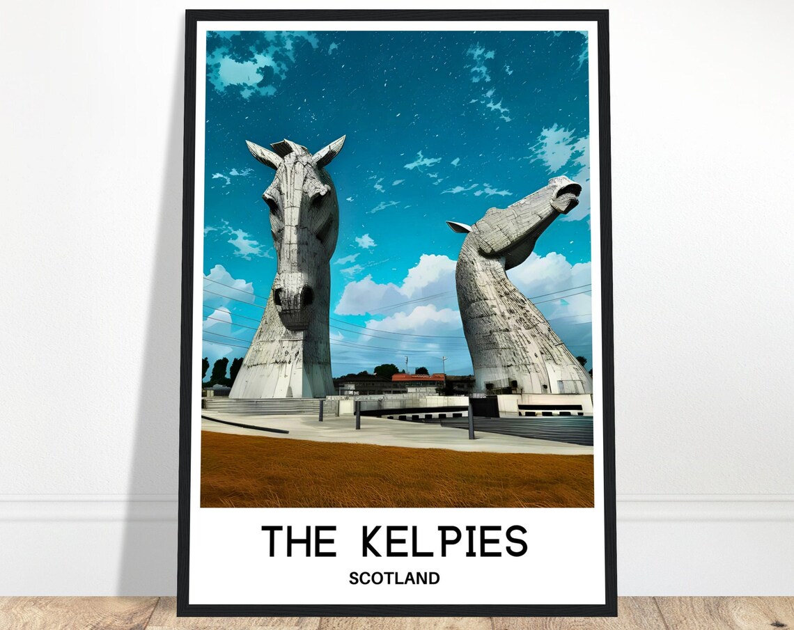The Kelpies Scotland Giant Steel Horse Sculptures Landmark Poster