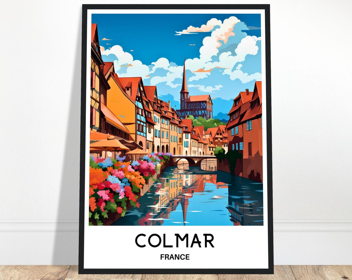 Colmar Travel Print Colmar Poster French Art Print France Lover Gift Wall Hanging Art Home Office Desk Decor Colmar City Illustration