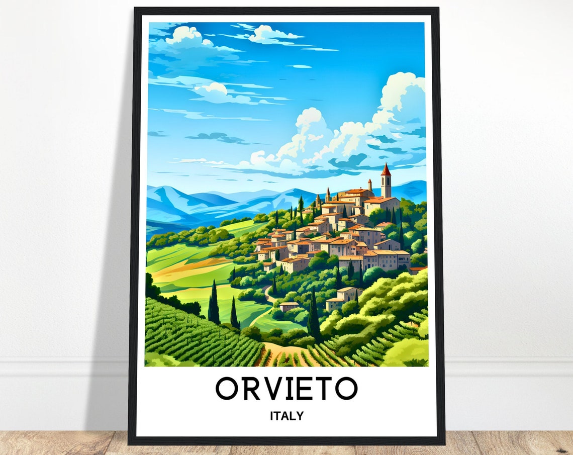 Orvieto Travel Print Orvieto Poster Italian Art Print Italy Lover Gift Wall Hanging Art Home Office Desk Decor Orvieto City Illustration