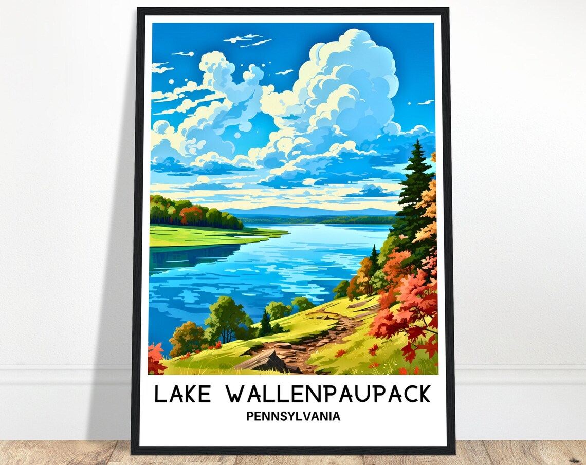 Lake Wallenpaupack Pennsylvania Autumn Fall Foliage Travel Poster