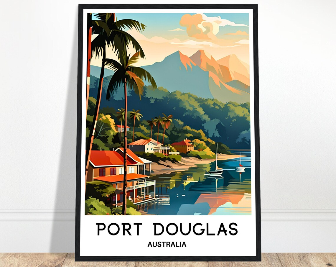 Port Douglas Australia Tropical Bay Mountains Seaside Travel Poster