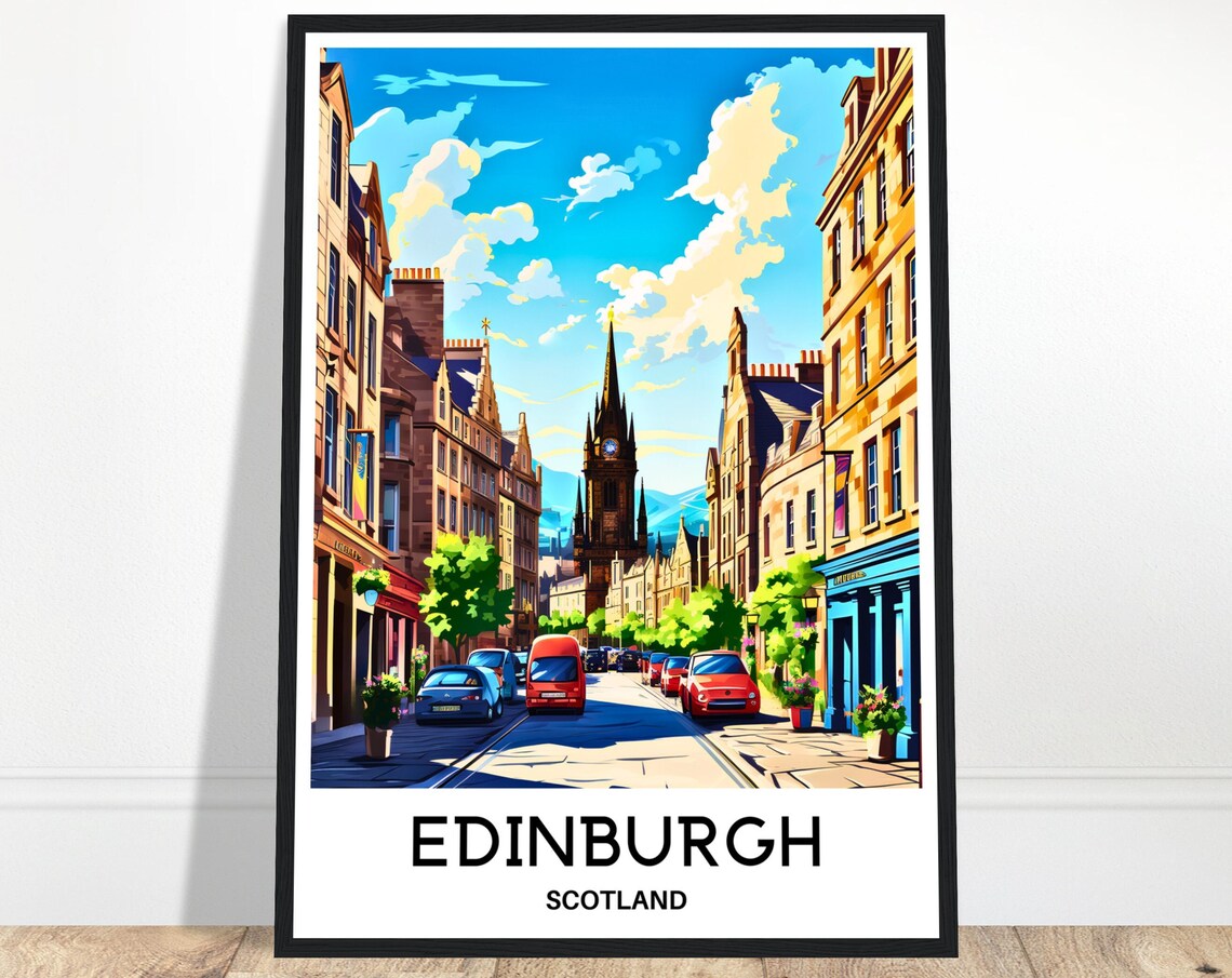 Edinburgh Scotland Historic Royal Mile Street Scene Travel Poster
