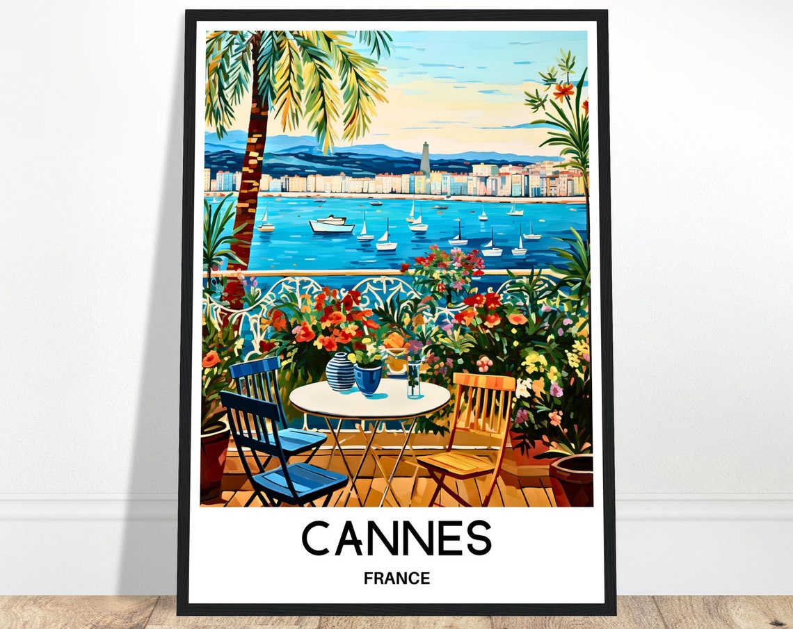 Cannes Travel Print Cannes Poster French Art Print France Lover Gift Wall Hanging Art Home Office Desk Decor Cannes City Illustration