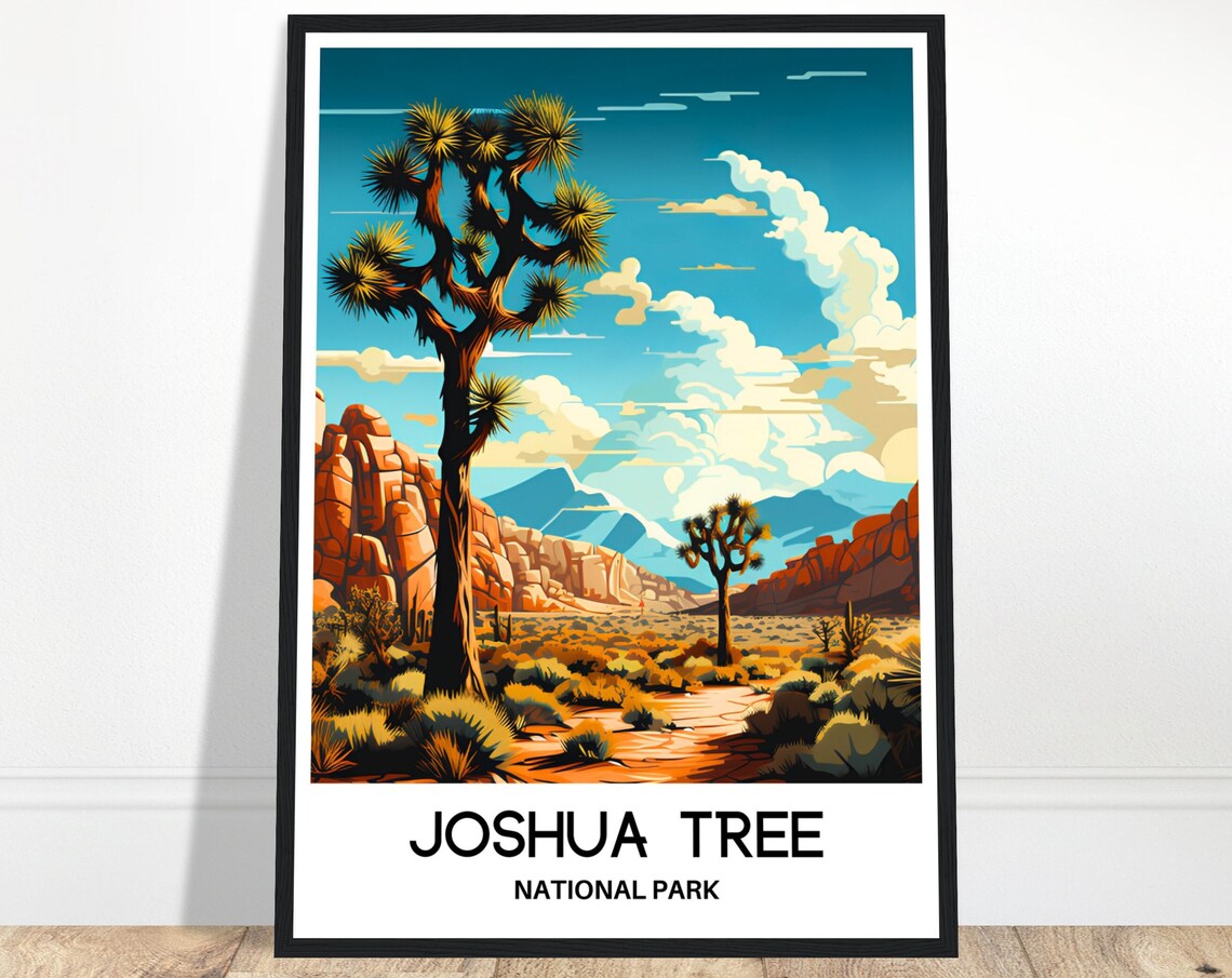 Joshua Tree National Park Travel Print Poster Art Lover Gift Wall Hanging Illustration