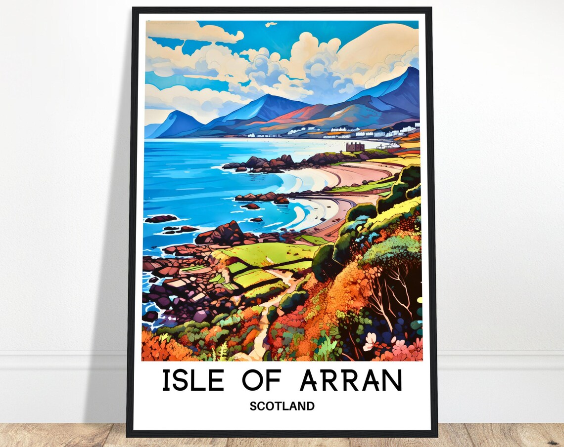 Isle Of Arran Travel Print Isle Of Arran Poster Scottish Art Print Scotland Lover Gift Wall Hanging Home Decor Isle Of Arran Illustration